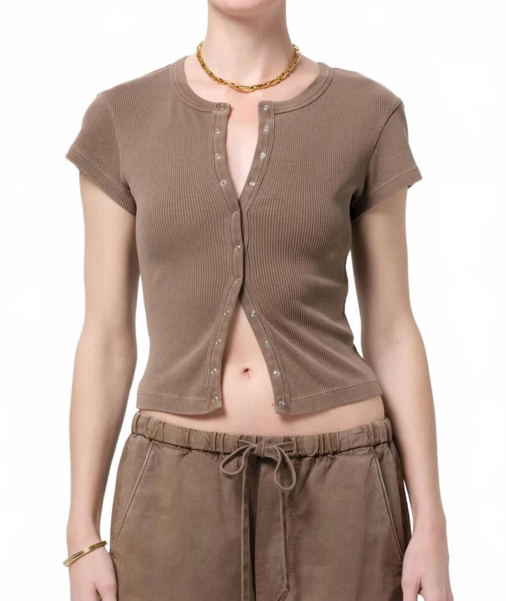 NEW CITIZENS OF HUMANITY tabi short sleeve cardigan in cocoa